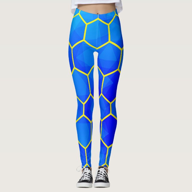 Geometric Hexagonal Seamless Pattern Leggings (Front)