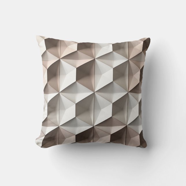 Geometric Hexagons in Neutral Shades Throw Pillow (Front)