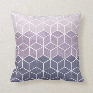 Geometric Hexagons Purple and White Cushion