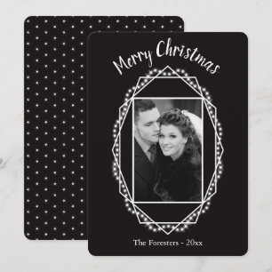 Geometric Holiday Sparkle Photo Christmas Card