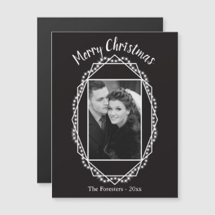 Geometric Holiday Sparkle Photo Magnet Black