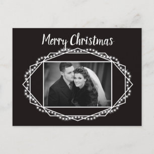 Geometric Holiday Sparkle Photo Postcard Black