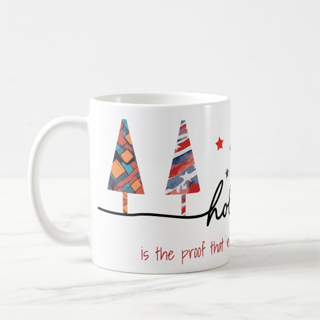 Geometric Holiday Trees with Witty Subline Coffee Mug (Left)