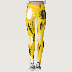 Geometric Holland Tulip Flower Pattern Leggings