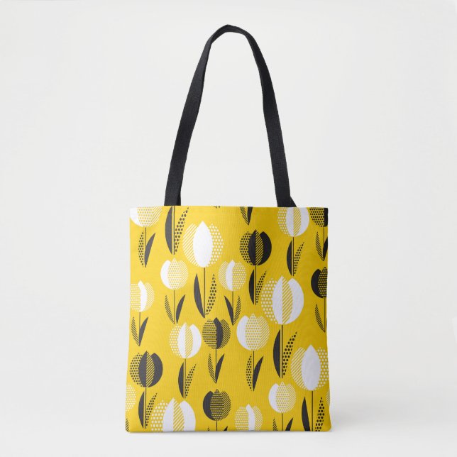 Geometric Holland Tulip Flower Pattern Tote Bag (Front)