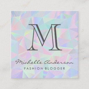 Geometric Holographic Background Square Business Card