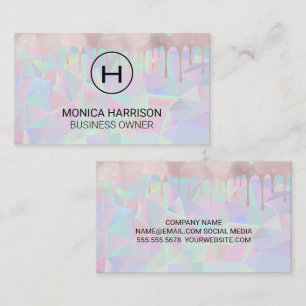 Geometric Holographic   Boke Drip Business Card