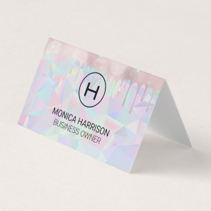 Geometric Holographic   Boke Drip Business Card