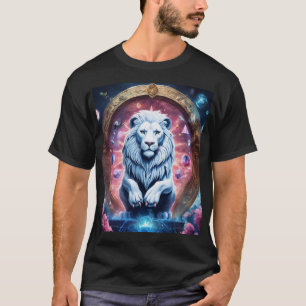 Geometric Holographic Lion T-Shirt Design