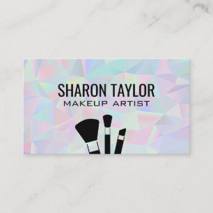 Geometric Holographic   Makeup Kit Brushes Business Card