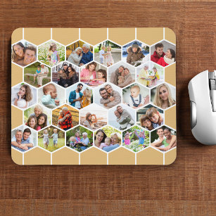 Geometric Honeycomb 28 Photo Collage Custom Mouse Pad
