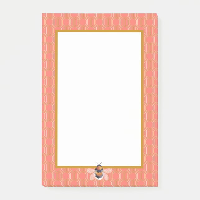 Geometric Honeycomb And Bumblebee Post-it Notes (Front)
