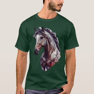 Geometric Horse Head Abstract Polygonal Horse Ridi T-Shirt