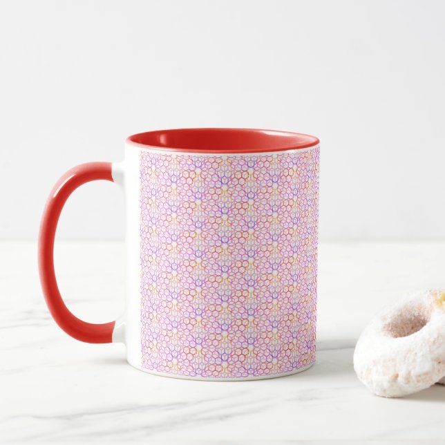 Geometric Hot Colours Mug (With Donut)