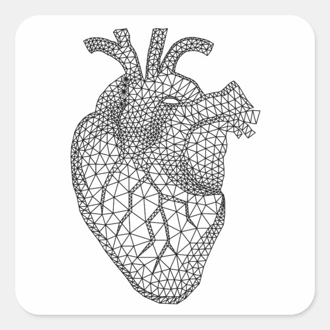 Geometric human heart square sticker (Front)