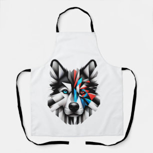Geometric Husky Face Modern Art Design Apron