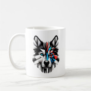 Geometric Husky Face Modern Art Design Coffee Mug
