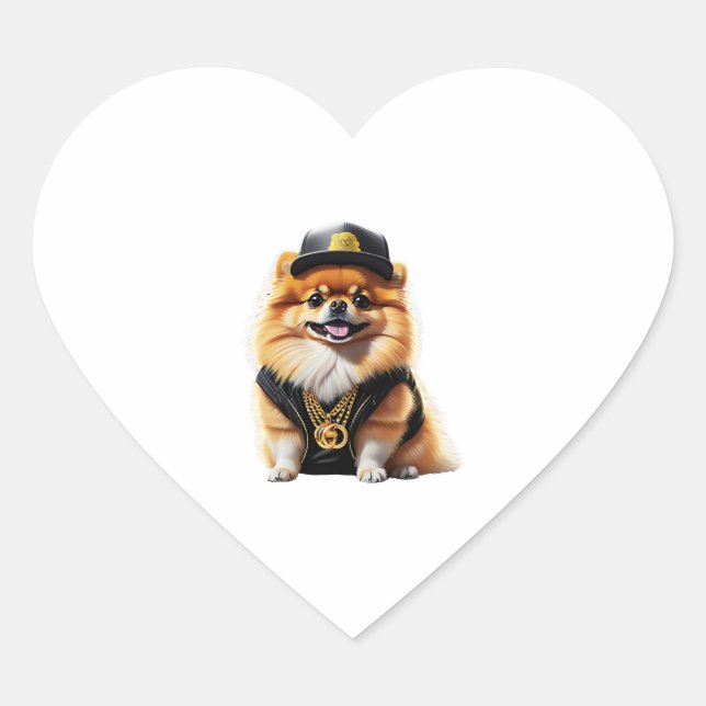 Geometric Husky Face Modern Art Design Heart Sticker (Front)