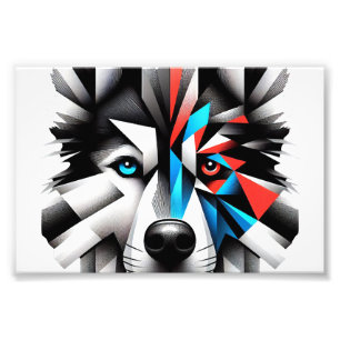 Geometric Husky Face Modern Art Design Photo Print