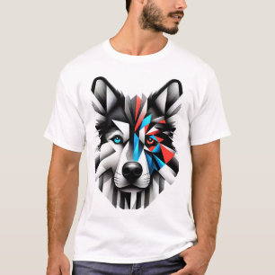 Geometric Husky Face Modern Art Design T-Shirt