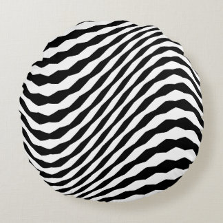 Geometric illusion black + your colour of choice round cushion