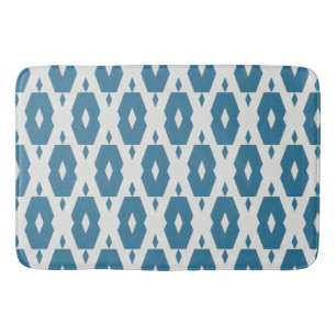 Geometric Indigo Diamond Bath Mat Large