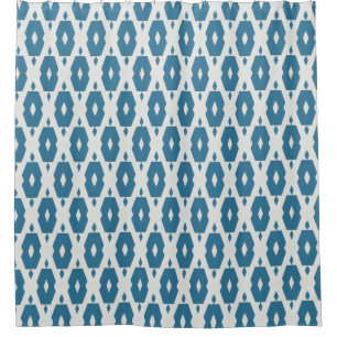 Geometric Indigo Diamond Shower Curtain