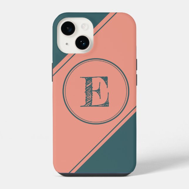 Geometric Initial Monogram Circle Rectangle iPhone Case (Back)