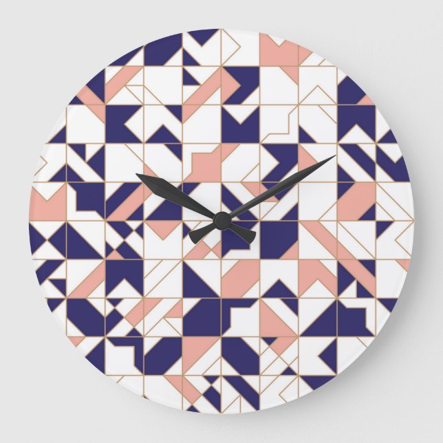 Geometric intricate, vintage modern, seamless patt large clock (Front)