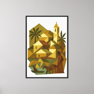 Geometric Italian Village: Abstract Beauty of the Canvas Print