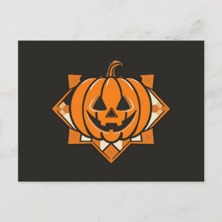 Geometric Jack‑O’‑Lantern Halloween  Invitation Postcard