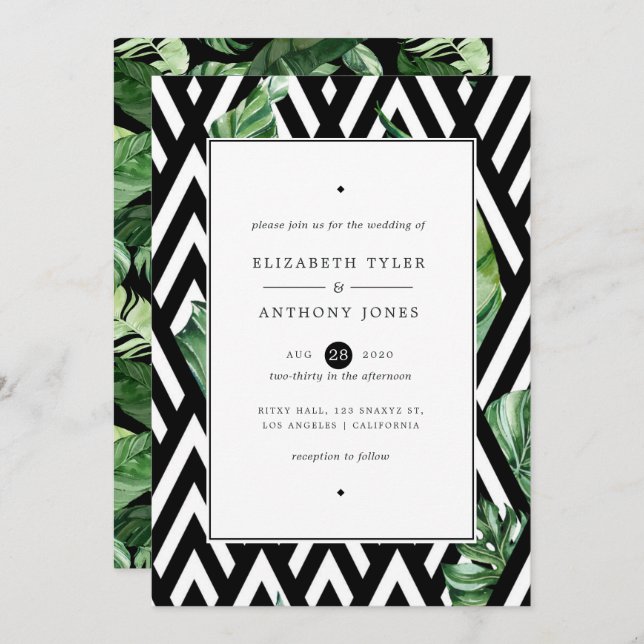 Geometric Jungle Wedding Invitation (Front/Back)
