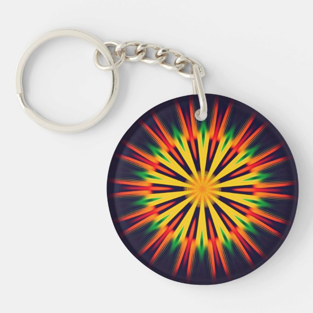 Geometric Kaleidoscope Flower-21855 Key Ring (Front)