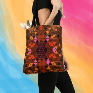 Geometric Kaleidoscope Orange Yellow and Pink Tote Bag