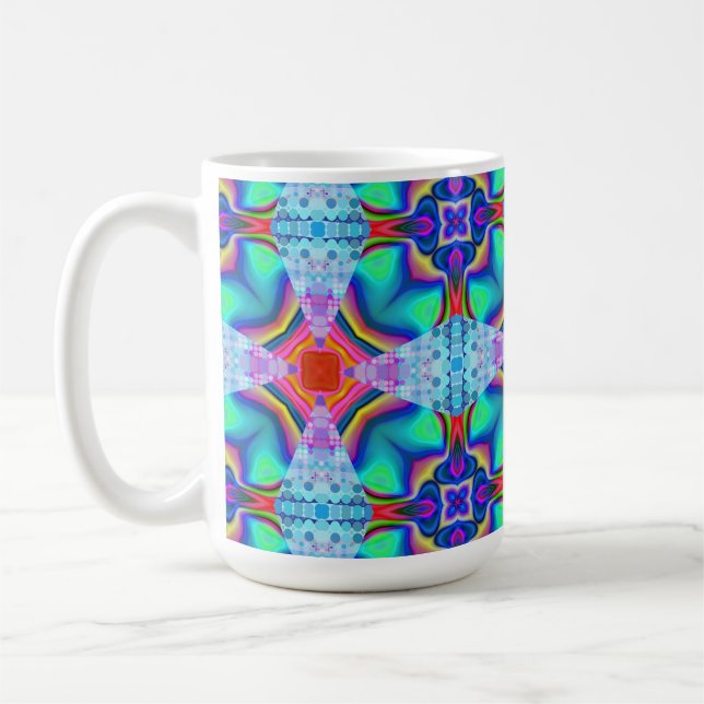 Geometric Kaleidoscopic Mandala Pattern Coffee Mug (Left)