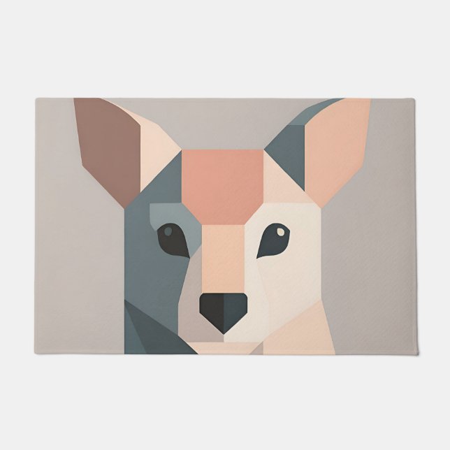 Geometric Kangaroo Portrait Minimalist  Doormat (Front)