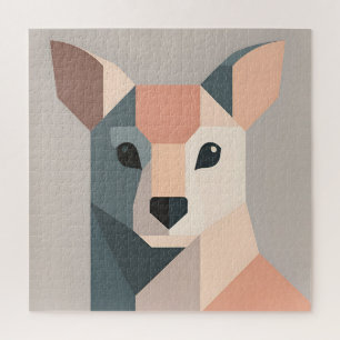 Geometric Kangaroo Portrait Minimalist  Jigsaw Puzzle