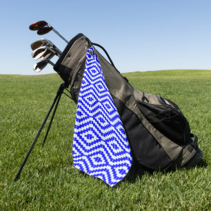 Geometric Kente Bright Blue, White, Golf Towel