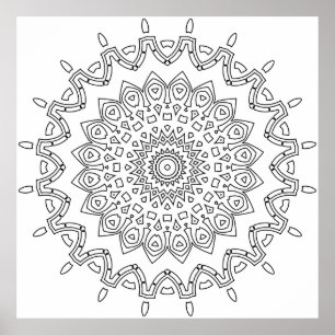 Geometric Lace Mandala Colouring Page Pattern Art Poster