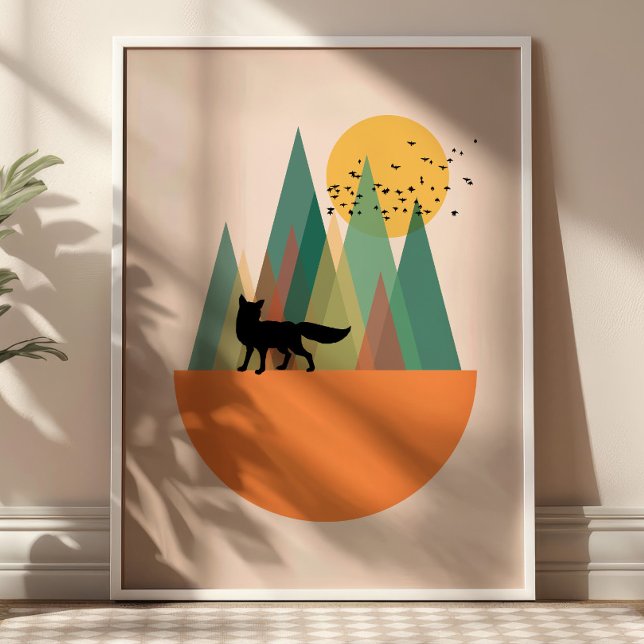 Geometric Landscape with Fox Scandinavian Poster (Creator Uploaded)