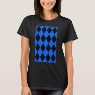 Geometric Large Harlequin Pattern Dark Blue And Wh T-Shirt