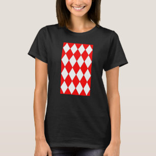 Geometric Large Harlequin Pattern Red And White T-Shirt