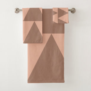 Geometric Large Triangles Mocha Mousse Dusty Pink Bath Towel Set