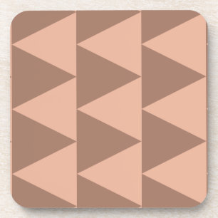 Geometric Large Triangles Mocha Mousse Dusty Pink Coaster