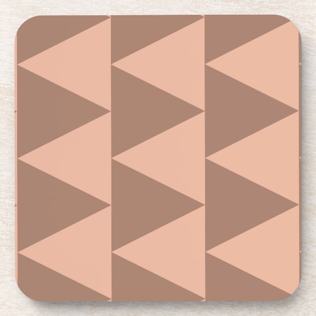 Geometric Large Triangles Mocha Mousse Dusty Pink Coaster (Front)