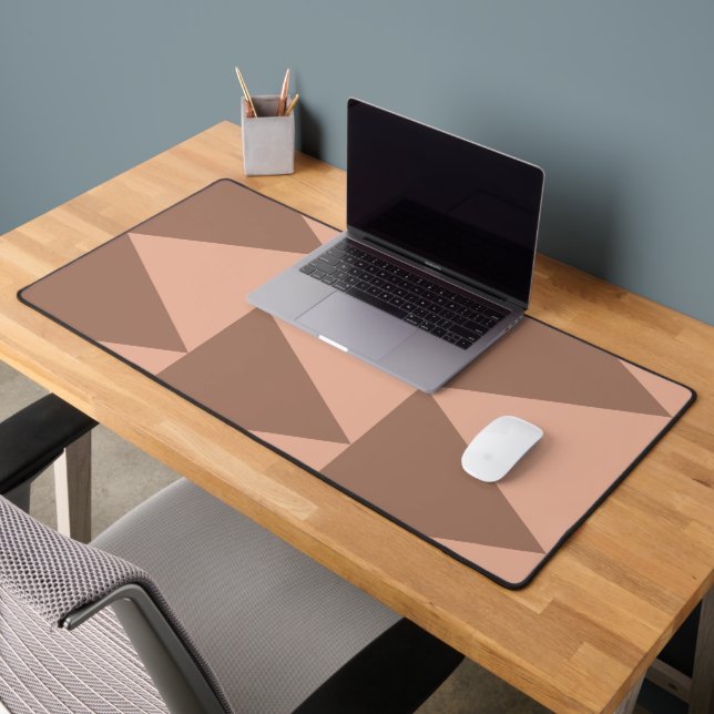 Geometric Large Triangles Mocha Mousse Dusty Pink Desk Mat (Office 2)
