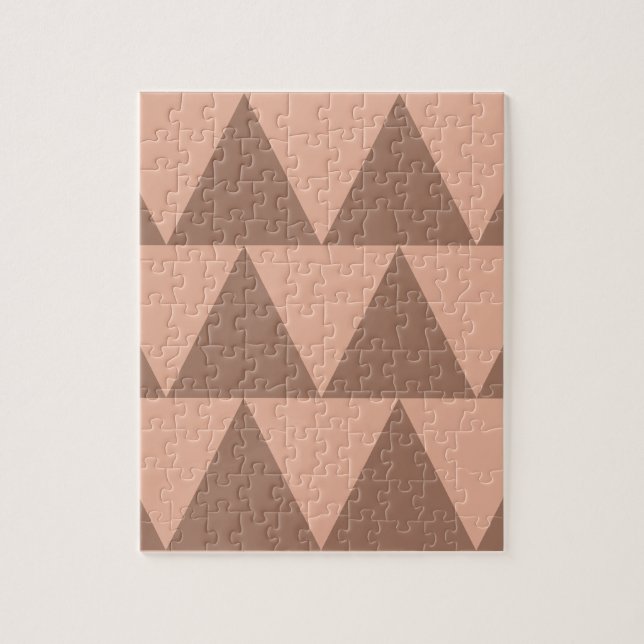 Geometric Large Triangles Mocha Mousse Dusty Pink Jigsaw Puzzle (Vertical)