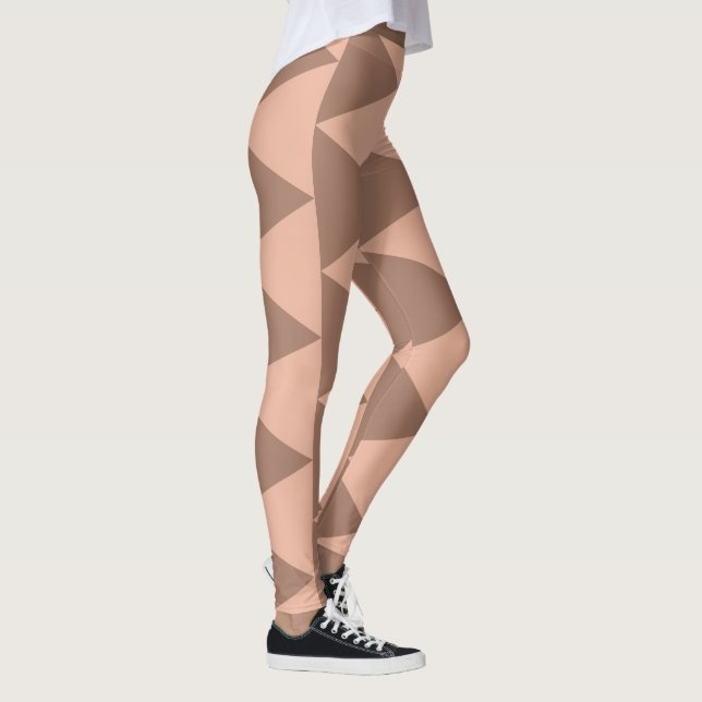 Geometric Large Triangles Mocha Mousse Dusty Pink Leggings (Right)