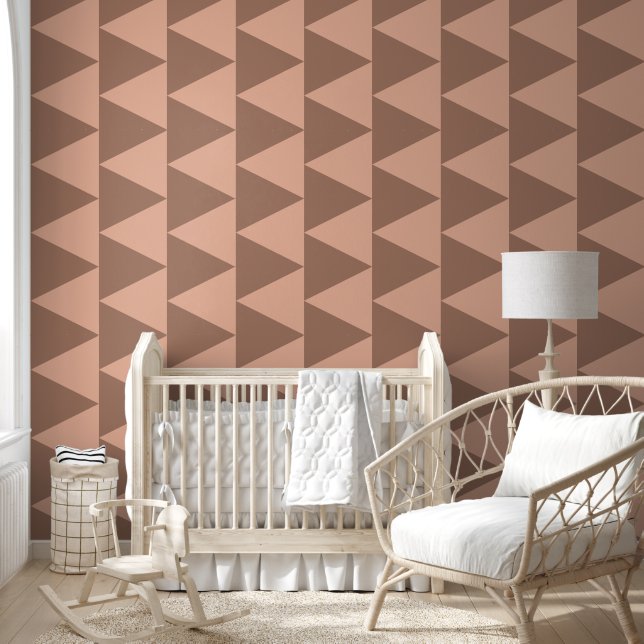 Geometric Large Triangles Mocha Mousse Dusty Pink Wallpaper (Kids)