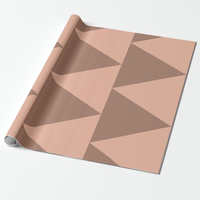 Geometric Large Triangles Mocha Mousse Dusty Pink Wrapping Paper (Unrolled)